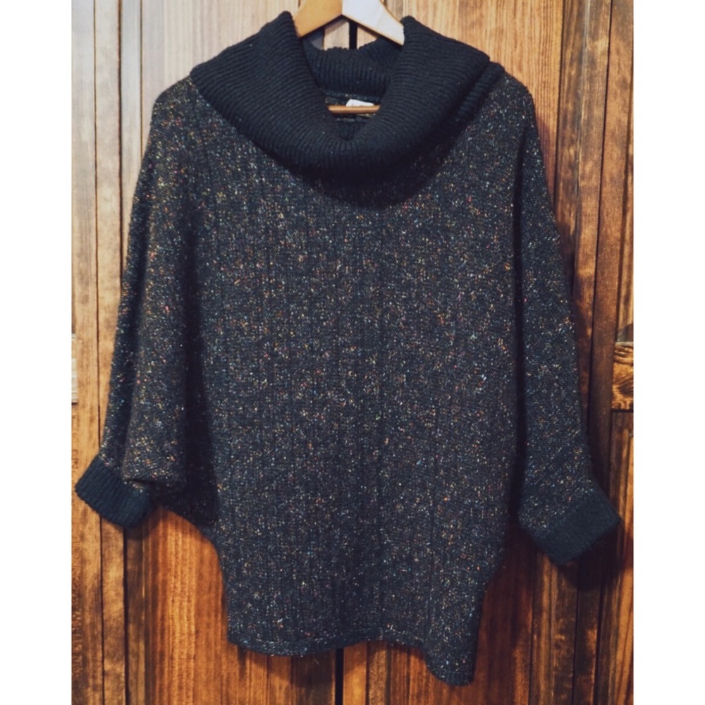 Black sweater w/ multicolor interwoven thread